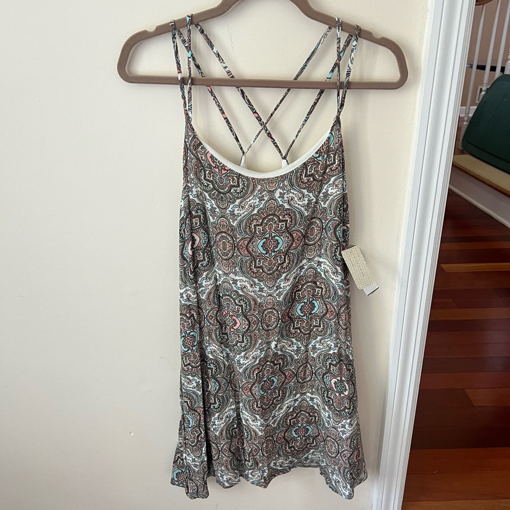 Women’s Spaghetti Strap Cross Back Paisley Print Flowy Dress | Rebellious One